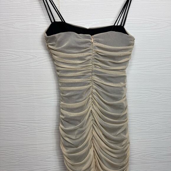 Zara Double Strap Beige Tulle Dress with Floral Accents Small - Picture 13 of 15